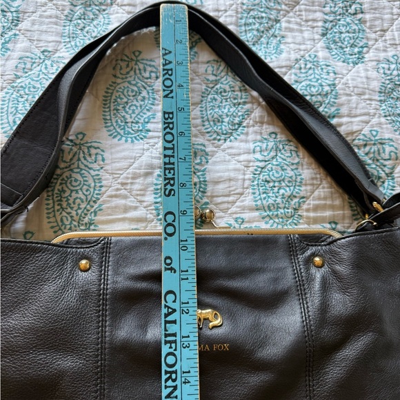 Emma Fox Black Leather Handbag with Gold Hardware - Picture 12 of 12